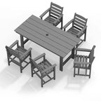 Set da pranzo da esterno Hyleory 7 pezzi, tavolo rettangolare da 170 cm con foro per ombrellone e 6 sedie