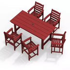 Set da pranzo da esterno Hyleory 7 pezzi, tavolo rettangolare da 170 cm con foro per ombrellone e 6 sedie