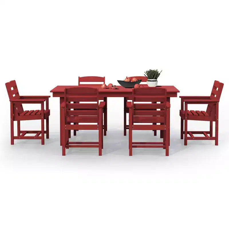 Set da pranzo da esterno Hyleory 7 pezzi, tavolo rettangolare da 170 cm con foro per ombrellone e 6 sedie