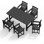 Set da pranzo da esterno Hyleory 7 pezzi, tavolo rettangolare da 170 cm con foro per ombrellone e 6 sedie