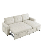 MH 78,5 Canapé-lit convertible réversible avec chaise longue de rangement et sac de rangement latéral pour petit salon