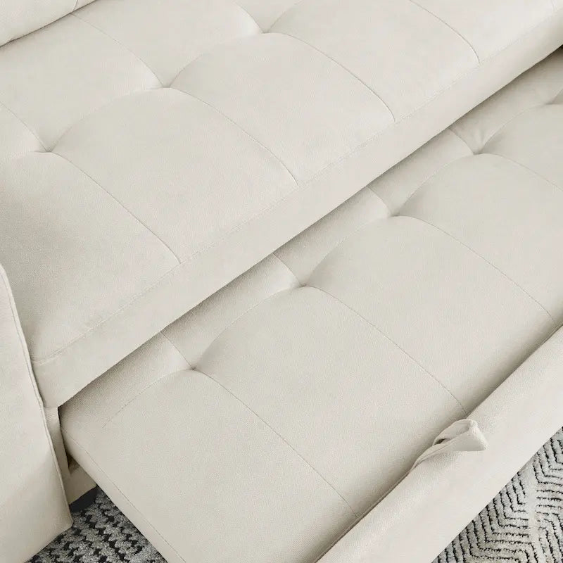 MH 78,5 Canapé-lit convertible réversible avec chaise longue de rangement et sac de rangement latéral pour petit salon