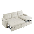 MH 78,5 Canapé-lit convertible réversible avec chaise longue de rangement et sac de rangement latéral pour petit salon