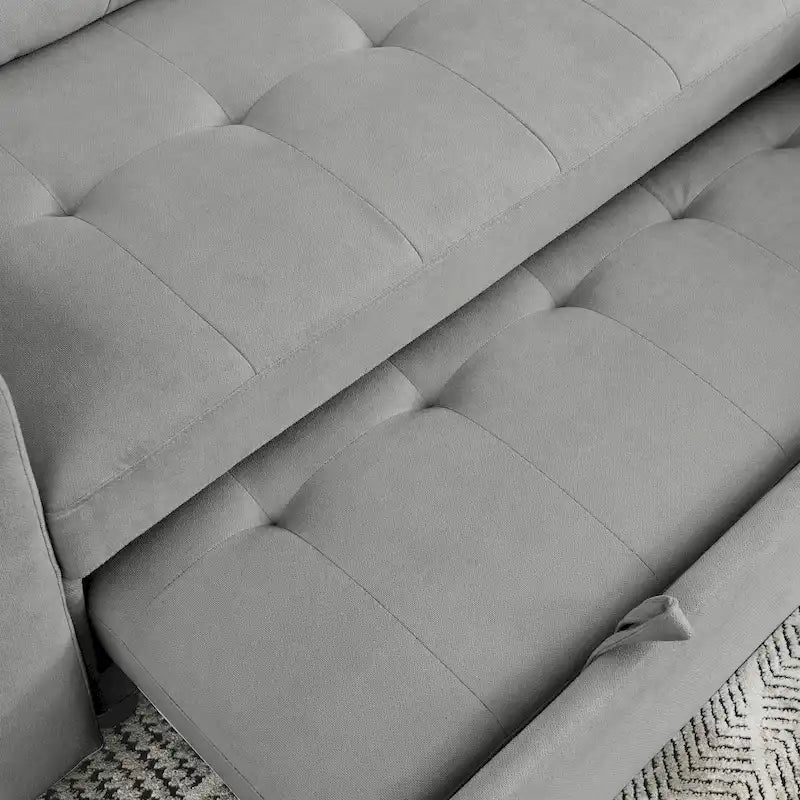MH 78,5 Canapé-lit convertible réversible avec chaise longue de rangement et sac de rangement latéral pour petit salon