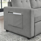 MH 78,5 Canapé-lit convertible réversible avec chaise longue de rangement et sac de rangement latéral pour petit salon