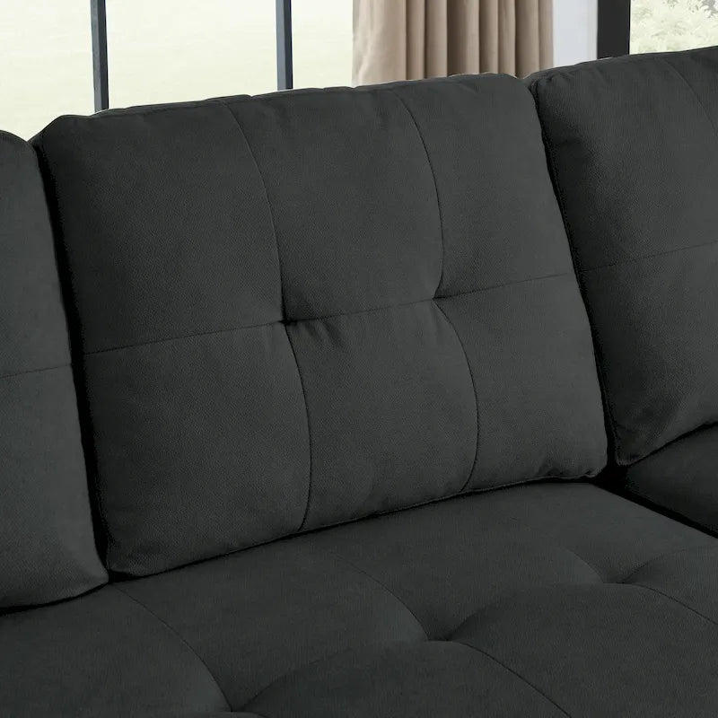 MH 78,5 Canapé-lit convertible réversible avec chaise longue de rangement et sac de rangement latéral pour petit salon