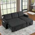 MH 78,5 Canapé-lit convertible réversible avec chaise longue de rangement et sac de rangement latéral pour petit salon
