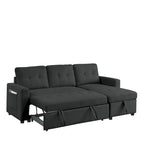 MH 78,5 Canapé-lit convertible réversible avec chaise longue de rangement et sac de rangement latéral pour petit salon