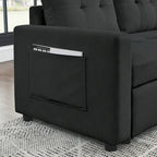 MH 78,5 Canapé-lit convertible réversible avec chaise longue de rangement et sac de rangement latéral pour petit salon