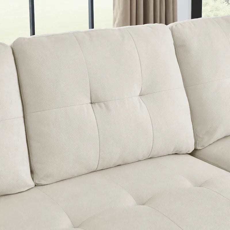 MH 78,5 Canapé-lit convertible réversible avec chaise longue de rangement et sac de rangement latéral pour petit salon
