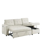 MH 78,5 Canapé-lit convertible réversible avec chaise longue de rangement et sac de rangement latéral pour petit salon
