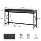 Divano Tavolo con prese e porte USB, Tavolo Console da Ingresso Lungo 70.9 pollici