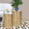 Adeco Metal Set of 2 Round End Tables Nightstands Coffee Side Tables