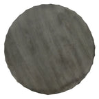 Tavolino da Caffè Rotondo in Legno da 33 Pollici con Motivo Geometrico Intagliato, Grigio