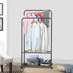 Stand per abiti con rotelle, appendiabiti in metallo, scaffale