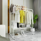 Stand per abiti con rotelle, appendiabiti in metallo, scaffale