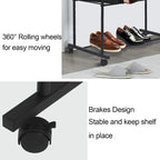 Stand per abiti con rotelle, appendiabiti in metallo, scaffale