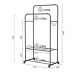 Stand per abiti con rotelle, appendiabiti in metallo, scaffale
