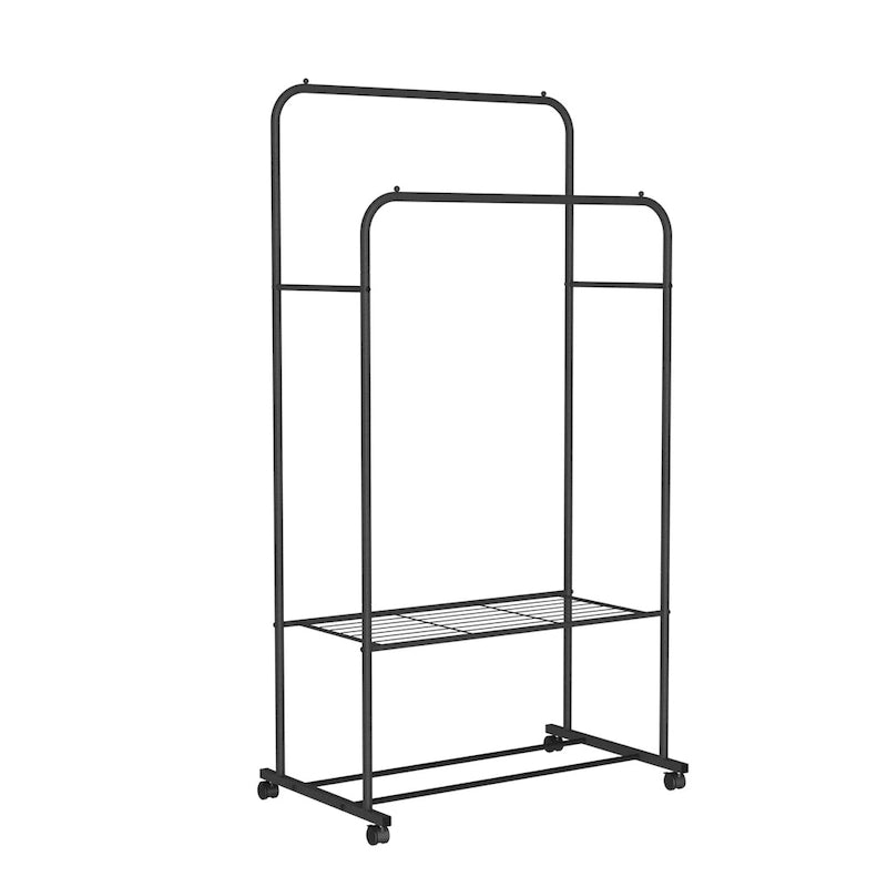 Stand per abiti con rotelle, appendiabiti in metallo, scaffale