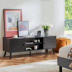 Meuble TV pour téléviseur 55 60 pouces, Meuble TV avec placard de rangement, Table console média de style moderne du milieu du siècle, Charnière réglable