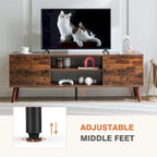Meuble TV pour téléviseur 55 60 pouces, Meuble TV avec placard de rangement, Table console média de style moderne du milieu du siècle, Charnière réglable