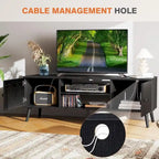 Meuble TV pour téléviseur 55 60 pouces, Meuble TV avec placard de rangement, Table console média de style moderne du milieu du siècle, Charnière réglable