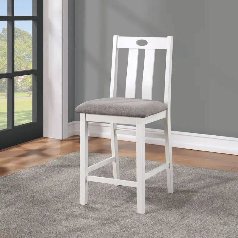 Set da 5 Pezzi Tavolo e Sedie Alti da Cucina Badia in Legno Bianco Transizionale di Furniture of America
