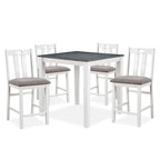 Set da 5 Pezzi Tavolo e Sedie Alti da Cucina Badia in Legno Bianco Transizionale di Furniture of America