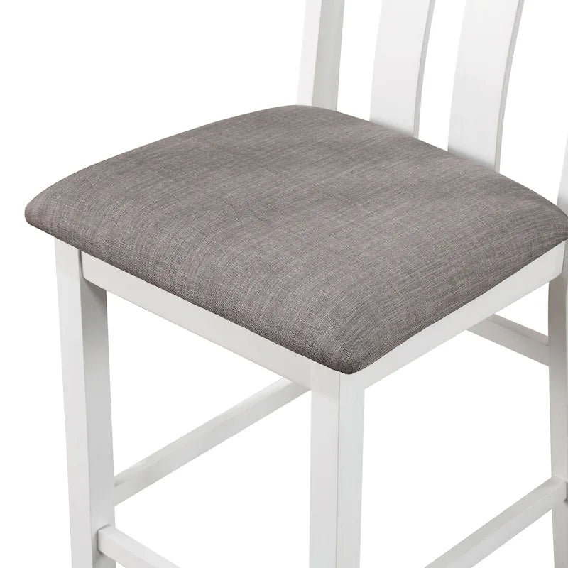 Set da 5 Pezzi Tavolo e Sedie Alti da Cucina Badia in Legno Bianco Transizionale di Furniture of America