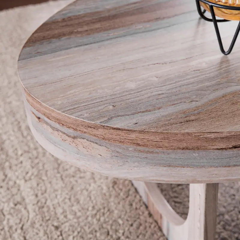 Tavolino da caffè in finto marmo marrone contemporaneo Chadwick di SEI Furniture