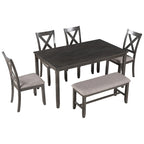 Ensemble de salle à manger 6 pièces Merax en bois avec banc et 4 chaises de salle à manger