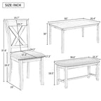 Ensemble de salle à manger 6 pièces Merax en bois avec banc et 4 chaises de salle à manger