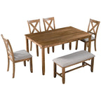 Ensemble de salle à manger 6 pièces Merax en bois avec banc et 4 chaises de salle à manger