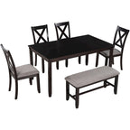 Ensemble de salle à manger 6 pièces Merax en bois avec banc et 4 chaises de salle à manger