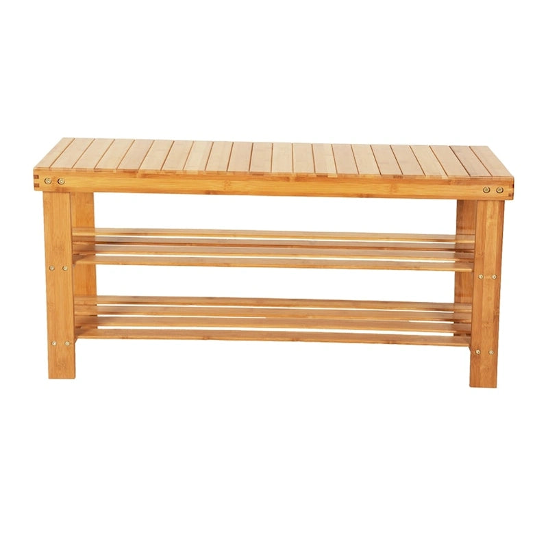 Bamboo 3-tier Shoe Rack Bench
