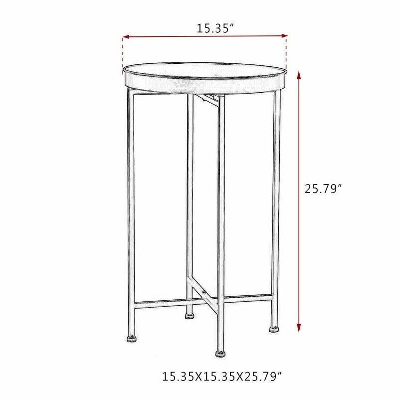Tavolino da salotto rotondo Adeco, in metallo dorato, comodino, tavolino d'appoggio - 15(P)x 15(L)x 25.7(A)