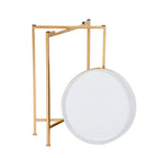 Tavolino da salotto rotondo Adeco, in metallo dorato, comodino, tavolino d'appoggio - 15(P)x 15(L)x 25.7(A)
