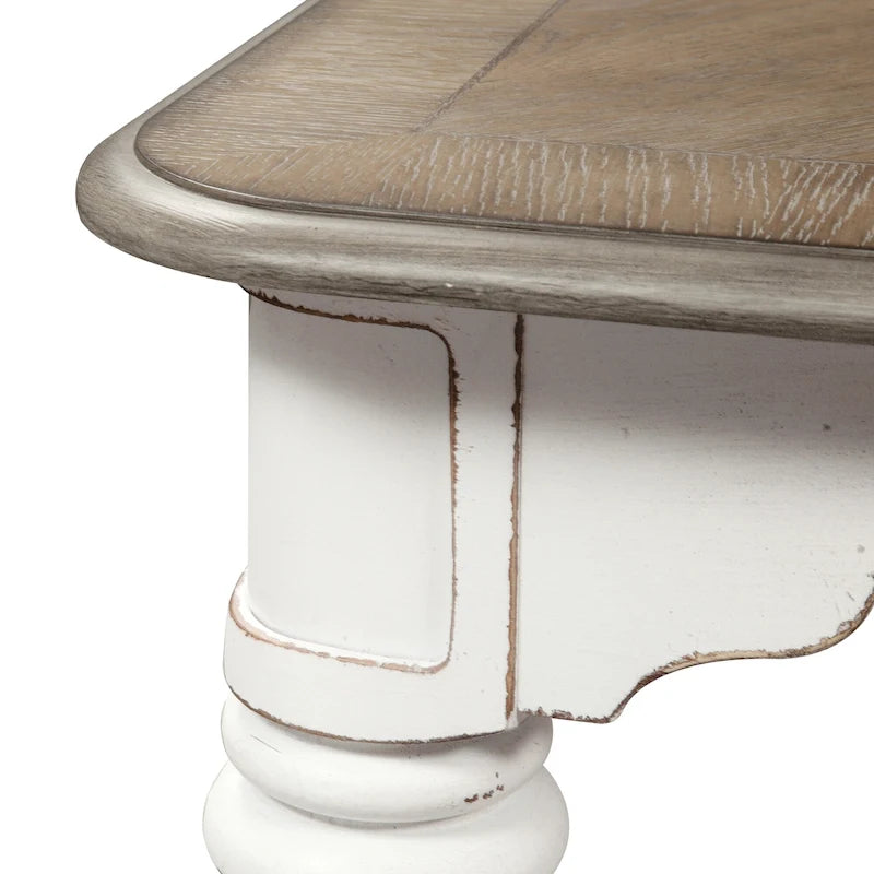 Set da 5 tavoli da riunione Magnolia Manor Antico Bianco Effetto Legno Invecchiato