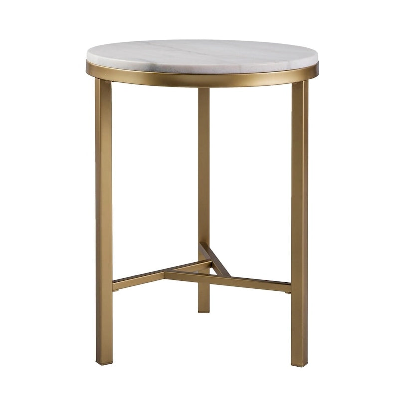 Tavolino da salotto SEI Furniture Garzeaux Mid Century Modern in marmo avorio e oro