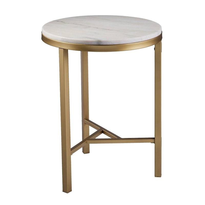 Tavolino da salotto SEI Furniture Garzeaux Mid Century Modern in marmo avorio e oro
