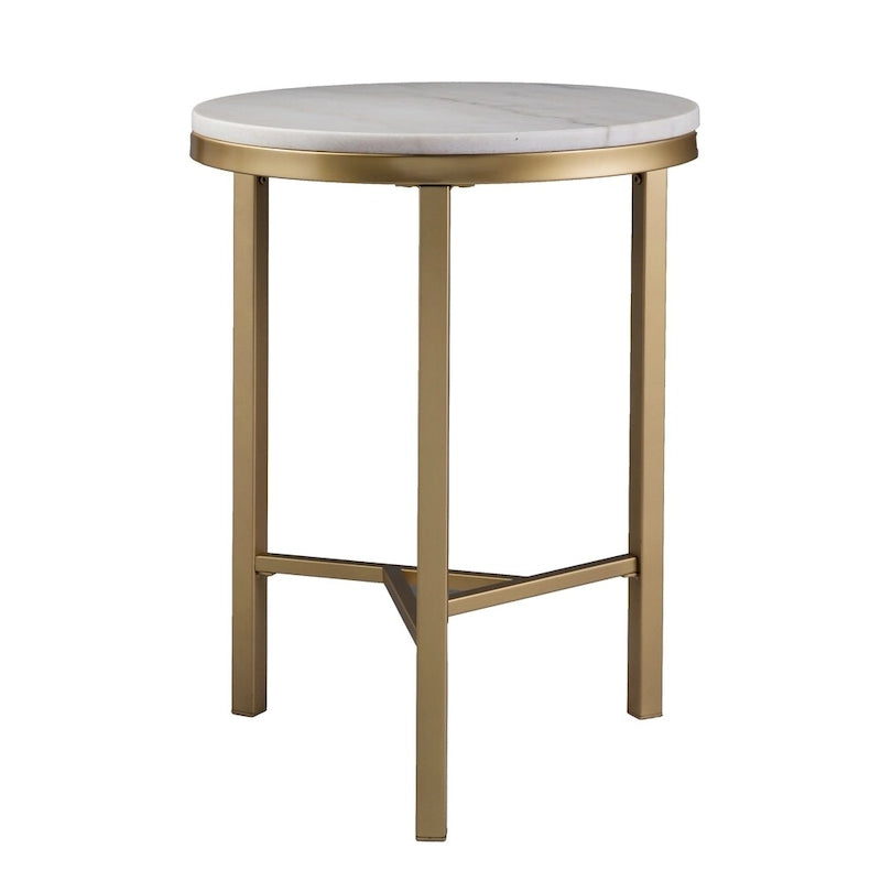 Tavolino da salotto SEI Furniture Garzeaux Mid Century Modern in marmo avorio e oro