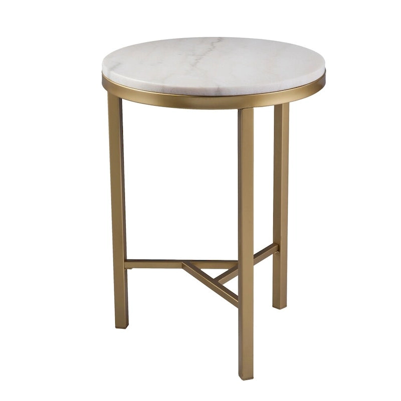 Tavolino da salotto SEI Furniture Garzeaux Mid Century Modern in marmo avorio e oro