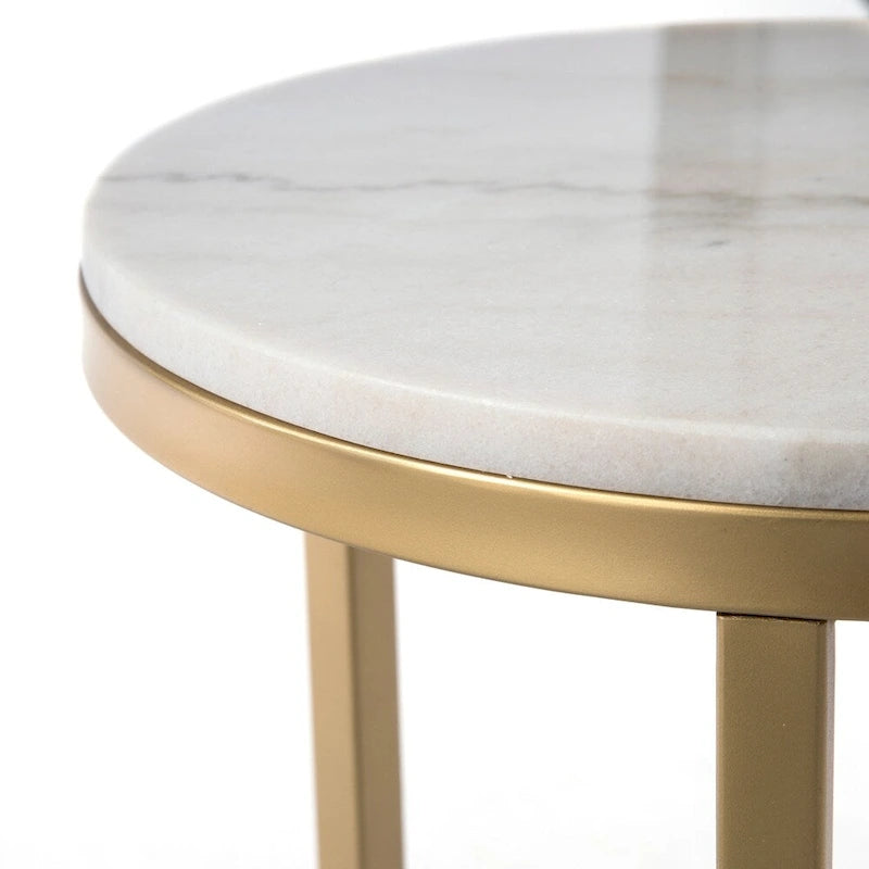 Tavolino da salotto SEI Furniture Garzeaux Mid Century Modern in marmo avorio e oro