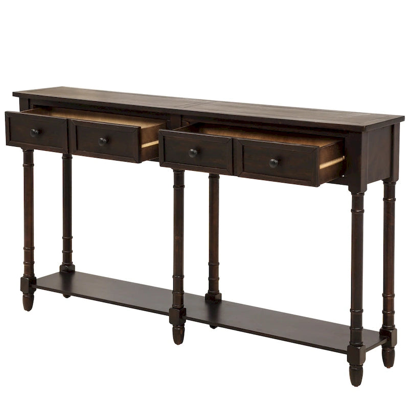 Tavolino consolle con 2 cassetti e ripiano inferiore Copper Grove Barregarrow