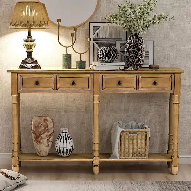 Tavolino consolle con 2 cassetti e ripiano inferiore Copper Grove Barregarrow
