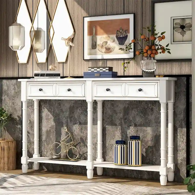 Tavolino consolle con 2 cassetti e ripiano inferiore Copper Grove Barregarrow