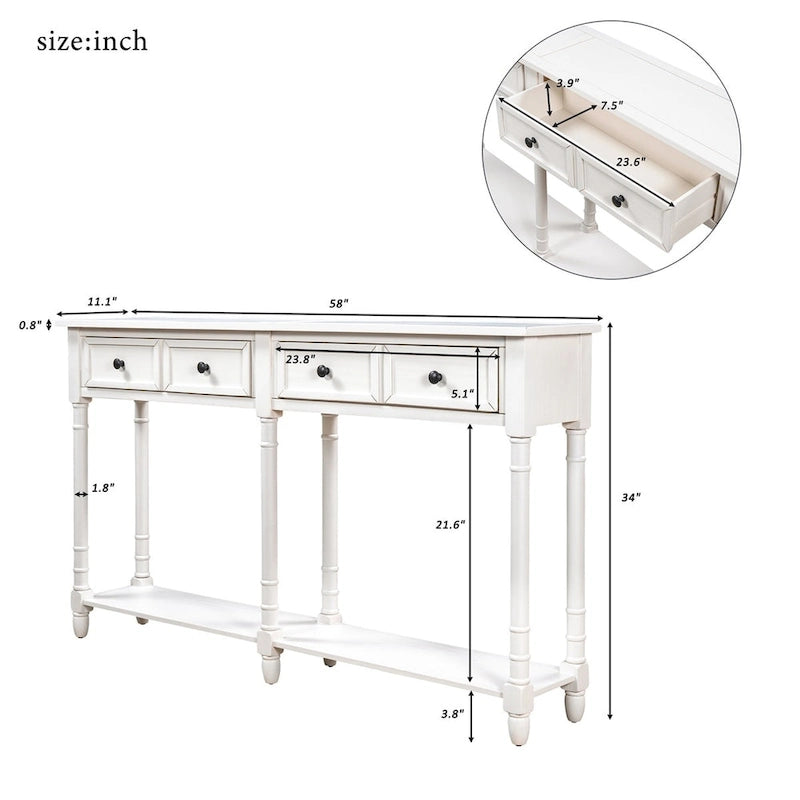 Tavolino consolle con 2 cassetti e ripiano inferiore Copper Grove Barregarrow