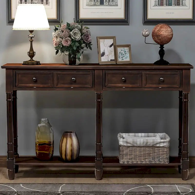 Tavolino consolle con 2 cassetti e ripiano inferiore Copper Grove Barregarrow
