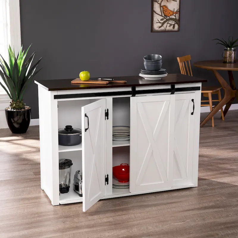 SEI Furniture Livendale, isola da cucina bianca con contenitore