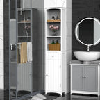 HOMCOM Armadietto da Bagno Salvaspazio Verticale 170cm, Colonna Bagno Alta con 3 Ripiani a Scomparti, Mobile Salvaspazio Stretto, Bianco